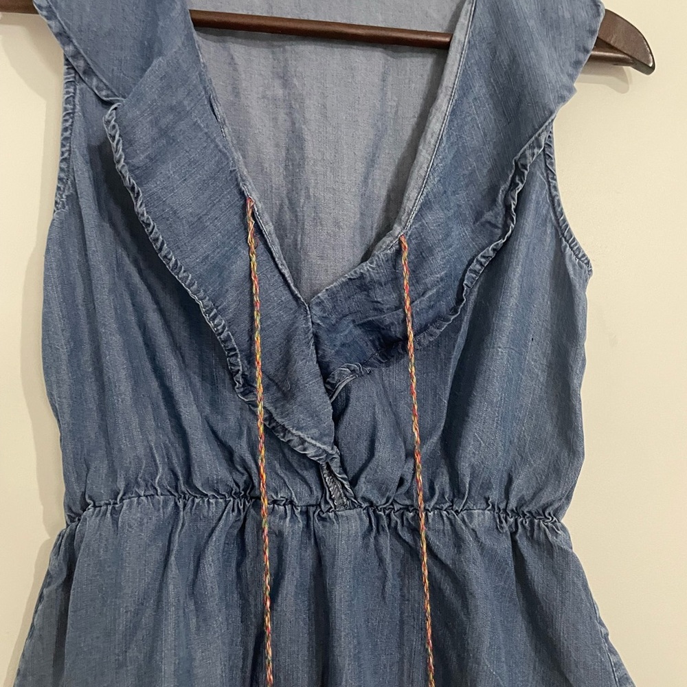 Blue Denim Ruffle Top - Picture 2 of 10